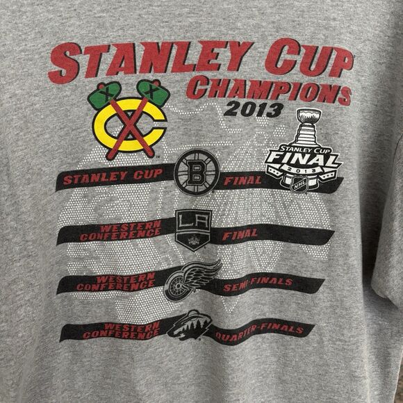 2013 NHL Stanley Cup Men XL Finals Champions Chicago Blackhawks Gray Hockey VNTG - Picture 5 of 8